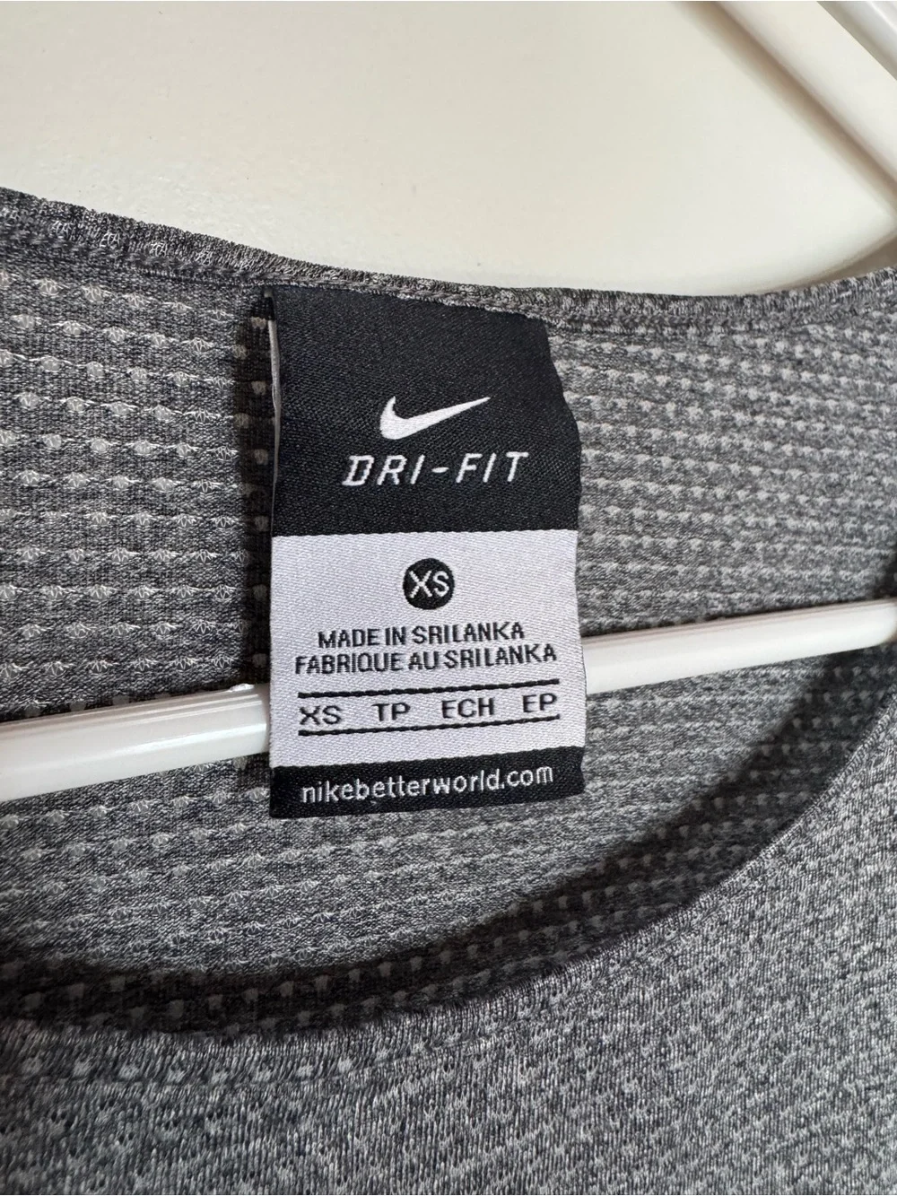 Nike Gray Cropped Mesh Tee with White Swoosh